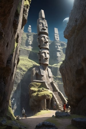 (Ancient megalithic civilization, Azka Lines, on Easter Island:1.5), (The colonial city of the future, in the mist-filled Grand Canyon, on an unknown Earth-like planet, 2 moon on sky, Spaceship flight connects colonies, waterfulls:1.3), (Machu Picchu, a mountain settlement, incredibly spectacular:1.2), (Mario Botta:1.3), (avant-garde, future, reality, science fiction, photorealistic), (modern architecture:1.2), White limestone with black granite, fountain, waterfall, landmark, square, path, narrow street,
(Large Files, Ultra Realistic, 8K, 16k, FHD, HD, VFX, Perfect, Photography, composition, Architecture Sales Photography, Architecture Competition, Ultra High Resolution, Cinematography, High Resolution Image:1.1), (dramatic lighting, direct sunlight, ray tracing, clear shadow:1.2),  (real landscape:1.1), (blurred background:1.0), (urban background, more_details) ,
mayamaze,extrusionbuilding,caveruinsPOV,caveruinsAerial