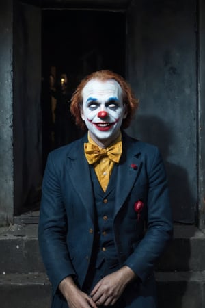 ((full body shot)),((clown)),((psycho smile)),((large face)),((stand up 1.9)),((in london)),(RAW photo, best quality), (realistic, photo-Realistic:1.3), best quality, masterpiece, beautiful and aesthetic, 16K, (HDR:1.4), (vibrant color:1.4), (muted colors, dim colors, soothing tones:0), cinematic lighting, ambient lighting, sidelighting, Exquisite details and textures, cinematic shot, (Bright and intense:1.2),32k, ultra realist, serial killer,men with clown makeup, terrorising people,terror,professional photography,bangerooo,moonster,disney pixar style,Stylish, cinematic moviemaker style,monster_vampire,monster,whiteeyes