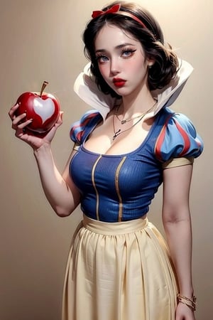 (((masterpiece))),(((long eyelashes and eyeliner))),(((beautiful))),(((ultra realistic))),(((real hands))),(((wearing jewelry and necklace))),




1girl, solo, SnowWhite, short hair, black hair, smooth hair, bow, brown eyes, lipstick, red lipstick, pale skin, yellow dress skirt, long skirt, blue bodice,  short sleeves, hair bow, hairband, puffy sleeves, puffy short sleeves, lora:Snow_White_Leaf5-v2:0.8, holding red apple , forest, cowboy shot, looking at viewer,,(((large breasts))),