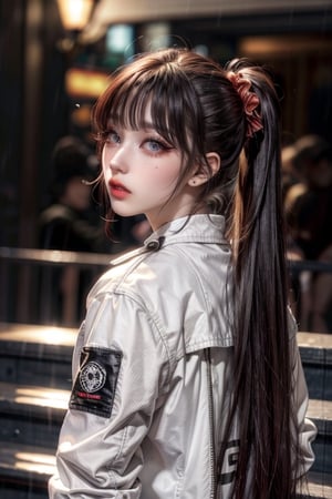 (((masterpiece))),(((long eyelashes and eyeliner))),(((beautiful))),(((ultra realistic))),



masterpiece, best quality, 1girl, solo, lora:drivejacket-outfit-richy-v1:1.2 (print jacket, white jacket), looking back, parted lips, from behind, jeans, rain, night, dark, darkness, night sky, red hair, twintails, very long hair, yellow eyes, hair scrunchie, 