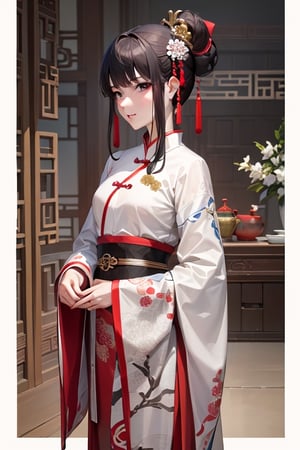 araffe woman with a red dress and a red bow in her hair, geisha hairstyle, palace , a girl in hanfu, chinese princess, ancient chinese princess, traditional chinese, traditional female hairstyles, chinese girl, inspired by Li Mei-shu, chinese woman, wearing ancient chinese clothes, chinese empress, chinese style, hanfu, inspired by Lan Ying