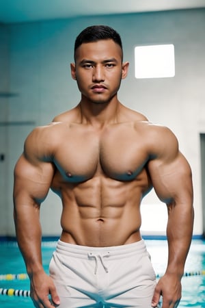 realistic Photography of  as are Germany Male  as  handsome   swimmers man flexing , masterpiece, best quality, 4k, studio light, soft, syahnk,half body , ton,big muscles,,photorealistic,syahnk, ,