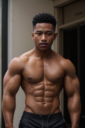 , masterpiece, high quality, highres, portrait photo of  syahnk,Miles_morales as Muscular male, tall male,  muscular businesses man, handsome, matured, businesses suit, bulging muscle, fade Hairstyles ,