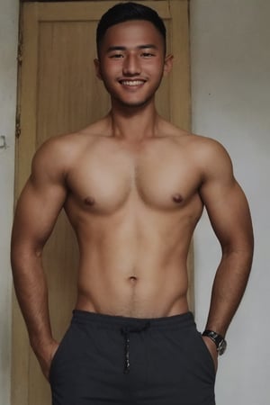 Oil portrait in the style of Leonardo Davinci, impressionism. Full body of Young sexy Tanned Mediterranean man, 25 yo, super muscular, sexy handsome man, smile, short hair haircut, brown eyes. Super detailed, high quality,SYAHNK,Male focus