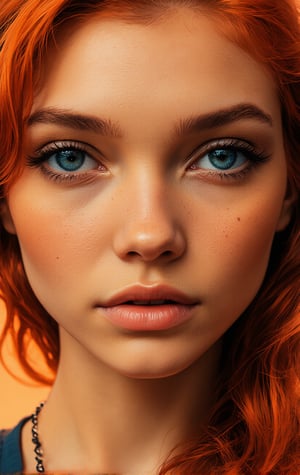 tangerine dream, piercing blue eyes,imperfect skin,NaturalFace,retroillustration,Ink art style