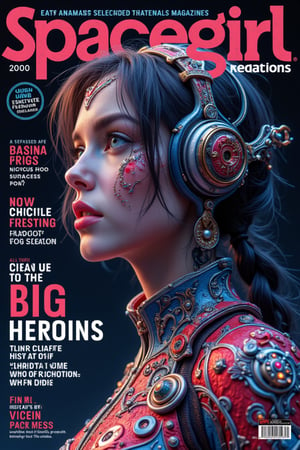 A magazine cover with the text “Spacegirl: Galactic Heroines”. The text has a very dynamic font.