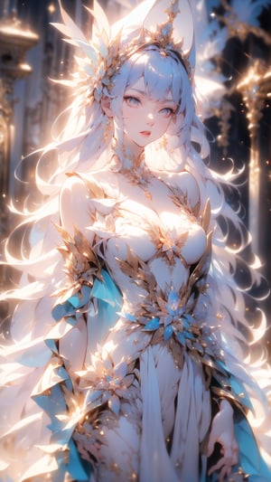(masterpiece,best quality:1.5), photorealistic, vivid, vibrant ,1girl, solo, looking at viewer, crystalise eyes, ice, white dress, cystalize hair ornaments, white witch, white witch hat, white witch cloak ,glowing,  snow,  glowing eyes, snowy background, winter,GdClth,1 girl