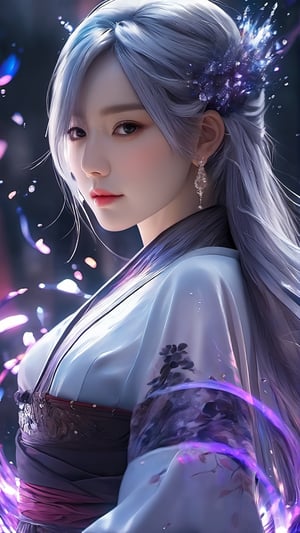 (masterpiece, best quality, ultra-detailed, best shadow), (detailed background,dark fantasy), (beautiful detailed face), high contrast, (best illumination, an extremely delicate and beautiful), ((cinematic light)), colorful, hyper detail, dramatic light, intricate details, (1girl, solo,white hair, sharp face,purple eyes, hair between eyes,dynamic angle), blood splatter, swirling black light around the character, depth of field,black light particles,(broken glass),magic circle,xxmix_girl,photo r3al,Eimi,DonMChr0m4t3rr4XL ,arch143,BRS0,FilmGirl,ao_yem,winterhanfu,omatsuri,japan,Roman Ships