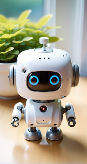 Imagine a cute little robot with a small, monitor-like face and a very small yet adorable body, cheerfully saying hi to the viewer. Envision a super cute image that embodies the charm of technology in a tiny, endearing package, bringing a smile to anyone who sees it,kitakoumae