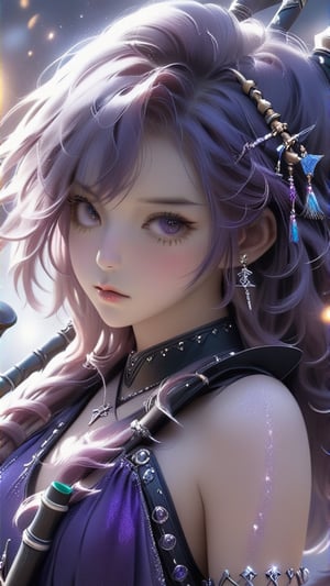 ((masterpiece:1.4)), ((best quality:1.4)), ((ultra_highres)), 8k, 1girl, purple_hair, glitters, super HD, dark, upper_body, purple dress, ultra_detailed, pixiv, trending on danbooru, ((anime style)), niji-5,photo r3al,xxmixgirl,6000,bagpipeqr,yua_mikami,xxmix_girl