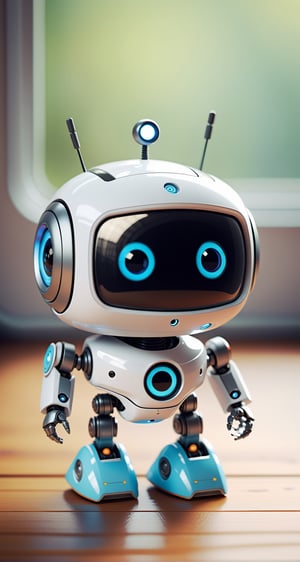 Imagine a cute little robot with a small, monitor-like face and a very small yet adorable body, cheerfully saying hi to the viewer. Envision a super cute image that embodies the charm of technology in a tiny, endearing package, bringing a smile to anyone who sees it