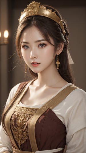 portrait of a girl, (face:1.2), sidelighting, (finely detailed beautiful eyes: 1.2), masterpiece, 1girl, standing model pose, dress, detailed skin texture, detailed cloth texture, beautiful detailed face, masterpiece, best quality, ultra detailed, hiqcgbody, lustrous skin, abs, nsfw:1.2, (ulzzang-6500-v1.1:0.8),photo r3al,Sexy,Roman Ships