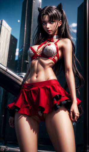 sexy teen, photorealistic, 16K, ULTRA HDR10+, mechanical girl, Rin Tohsaka, nsfw, luxury thong, upskirt,Nice legs and hot body,tohsaka rin