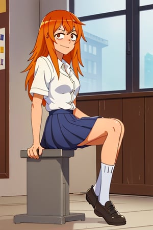 gamou_maki best quality, masterpiece school_uniform school_shoes crossed_legs 