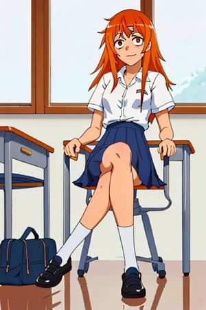 gamou_maki best quality, masterpiece school_uniform school_shoes crossed_legs 