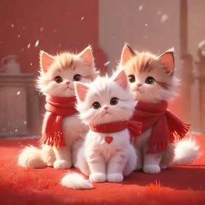 Xxmix_Catecat,three cats,playing,red theme,