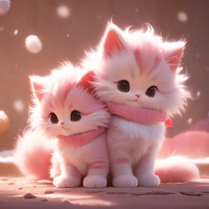 Xxmix_Catecat,three cats,playing,pink theme, long fur