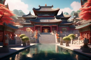 3d rendering, absurdperfect image of ancient china, highly intricate, reflections, decorations, structures, statues, beautiful, professional space design, surreal quality, highres, depth of field, impressive, perfect, highly-detailed, joyful, cinematic, exceptional masterpiece, high-definition, smooth clear clean CGI in UHD, unreal engine,, colorful, vibrant, alive, vivid, happy, historical,