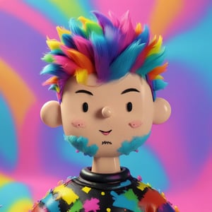 i am a punk lad,toy_face, puffy soft vivid colours 3d cotton with gentle depth background, ,<lora:659095807385103906:1.0>
