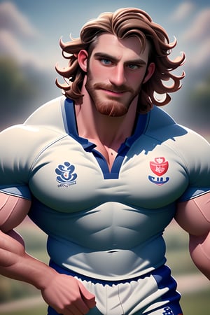 (masterpiece, only realistic, high quality), image of a handsome masculine manly Welsh man called Herin, medium hair, brown hair, beard, wearing well-rendered rugbywear, outdoors, highres image scan, associated press, uhd, matte, exceptional, epic,herin