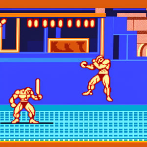 (masterpiece), (best quality, high quality), 16bits, CRT monitor:1.2, colorful screen caption scene from Golden-Axe (Arcade, Video-game series) by Sega, heroes fighting another multiple-enemies at the urban street, isometric view, side view, realistic fighting movement, high-action:1.125, (new, newest, original, epic fighting video-game composition, best side-scrolling fighting scene video-game design), best-seller, pixel art, hack-and-slash video game style:1.2, symmetric pixels, perfect geometry, SEGA, high-fantasy, medieval, SEGA-GENESIS video-game, ,<lora:659111690174031528:1.0>