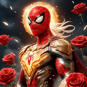 Realistic
Description of a [WARRIOR WHITE SPIDERMAN with WHITE wings] muscular arms, very muscular and very detailed, dressed in full body armor filled with red roses with ELECTRIC LIGHTS all over his body, bright electricity running through his body, full armor, letter medallion . H, H letters all over uniform, H letters all over armor, metal gloves with long sharp blades, swords on arms. , (metal sword with transparent fire blade).holding it in the right hand, full body, hdr, 8k, subsurface scattering, specular light, high resolution, octane rendering, field background,4 ANGEL WINGS,(4 ANGEL WINGS ), transparent fire sword, golden field background with red ROSES, fire whip held in his left hand, fire element, armor that protects the entire body, (SPIDERMAN) fire element, fire sword, golden armor, medallion with the letter H on the chest, WHITE SPIDERMAN, open field background with red roses, red roses on the suit, letter H on the suit, muscular arms,background Rain golden, (Rain money) sword fire H, escudo H,letter H Pendant, medalion letter H in the uniforme, hyper muscle,cat,DonMASKTexXL, 