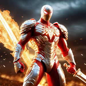 Realistic
Description of a [WARRIOR WHITE Spiderman with WHITE wings] muscular arms, very muscular and very detailed, dressed in full body armor filled with red roses with ELECTRIC LIGHTS all over his body, bright electricity running through his body, full armor, letter medallion . H, H letters all over uniform, H letters all over armor, metal gloves with long sharp blades, swords on arms. , (metal sword with transparent fire blade).holding it in the right hand, full body, hdr, 8k, subsurface scattering, specular light, high resolution, octane rendering, field background,4 ANGEL WINGS,(4 ANGEL WINGS ), transparent fire sword, golden field background with red ROSES, fire whip held in his left hand, fire element, armor that protects the entire body, (H) fire element, fire sword, golden armor, medallion with the letter H on the chest, WHITE Spiderman, open field background with red roses, red roses on the suit, letter H on the suit, muscular arms,background Rain golden, (Rain money) sword fire H, escudo H,letter H Pendant, medalion letter H in the uniforme, hyper muscle,cat,DonMASKTexXL ,Spirit Fox Pendant,chrometech