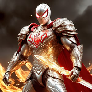 Realistic
Description of a [WARRIOR WHITE Spiderman with WHITE wings] muscular arms, very muscular and very detailed, dressed in full body armor filled with red roses with ELECTRIC LIGHTS all over his body, bright electricity running through his body, full armor, letter medallion . H, H letters all over uniform, H letters all over armor, metal gloves with long sharp blades, swords on arms. , (metal sword with transparent fire blade).holding it in the right hand, full body, hdr, 8k, subsurface scattering, specular light, high resolution, octane rendering, field background,4 ANGEL WINGS,(4 ANGEL WINGS ), transparent fire sword, golden field background with red ROSES, fire whip held in his left hand, fire element, armor that protects the entire body, (H) fire element, fire sword, golden armor, medallion with the letter H on the chest, WHITE Spiderman, open field background with red roses, red roses on the suit, letter H on the suit, muscular arms,background Rain golden, (Rain money) sword fire H, escudo H,letter H Pendant, medalion letter H in the uniforme, hyper muscle,cat,DonMASKTexXL ,Spirit Fox Pendant,chrometech