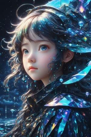 masterpiece, extremely best quality,  official art,  cg 8k wallpaper,  (Fantasy Style:1.1), (face focus,  cute,  masterpiece,  best quality,  1girl,  black background,  solo,  standing,  pixiv:1), 3d,  looking up,  light particle,  highly detailed,  best lighting,  pixiv,  depth of field,  (beautiful face),  fine water surface,  incredibly detailed,  (an extremely  beautiful),  (best quality),yua_mikami,Renaissance Sci-Fi Fantasy,bl3uprint,ksaqua,Enhanced Reality,3D Render Style,Sci-fi ,3l3ctronics,dripping paint,DonMChr0m4t3rr4XLFrontal face, subtle expressions