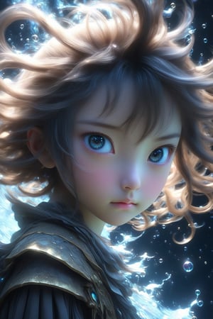 masterpiece, extremely best quality,  official art,  cg 8k wallpaper,  (Fantasy Style:1.1), (face focus,  cute,  masterpiece,  best quality,  1girl,  black background,  solo,  standing,  pixiv:1), 3d,  looking up,  light particle,  highly detailed,  best lighting,  pixiv,  depth of field,  (beautiful face),  fine water surface,  incredibly detailed,  (an extremely  beautiful),  (best quality),yua_mikami,Renaissance Sci-Fi Fantasy,bl3uprint