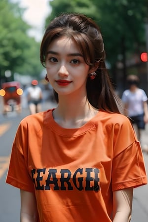 1girl,orange t-shirt