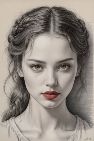 a kind of meditation,

pencil and charcoal artwork,

amber eye,

soft red lips,

muted colors,

reflections that give more beauty to your face,

intricate design,

happiness,

dramatic,

contour light,

sharp focus,

Very detailed,

of the face of a beautiful young woman,

art of Albrecht Dürer, Dirk Dzimirsky, Catherine Jenna Hendry