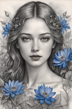 a kind of meditation,

(((illustrations in pencil and charcoal))),

amber eyes,

soft red lips,

porosity on the face,

small freckles that highlight her naivety,


reflections that give more beauty to your face,

blue flowers background,

intricate design,

happiness,

dramatic,

contour light,

sharp focus,

Very detailed,

of the face of a beautiful young woman,

art of Albrecht Dürer, Dirk Dzimirsky, Catherine Jenna Hendry