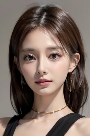 1girl
solo
brown hair
closed mouth
grey background
collar
lips
realistic ,beauty,masterpiece,best quality,1girl,ccy