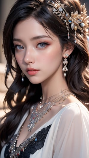 (((Masterpiece, top quality, ultra-detailed))), (((1 Infinity Mage Girl))), 

1girl

solo

looking at viewer

black hair

brown eyes

jewelry

necklace

lips

realistic