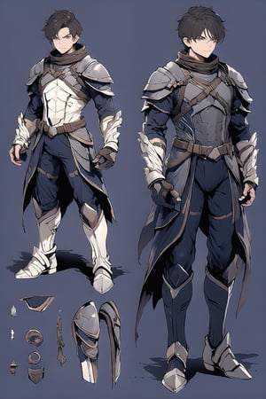  (character design, full body, upper body, character sheet, expressions, reference sheet, character reference, no background, multiple views, alternatecostume, equipment layout, close-up), 1boy, male