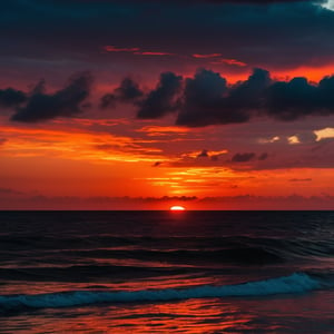 In the distance, where the sea and the sky meet, the afterglow of the setting sun illuminates the sky, showing gorgeous colorful clouds. The clouds seemed to be ignited by flames, emitting a bright orange-red light, like a magnificent oil painting. The afterglow of the setting sun also dyed the sea surface a warm orange hue, as if the entire ocean was silently praying for the departure of the sun.