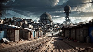 Desert planet, wasteland, favela, slum, high_resolution, 8k, Science fiction,