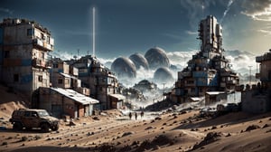 Desert planet, wasteland, favela, high_resolution, 8k, Science fiction,