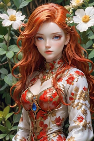 ginger hair, curvy beauty in Ghibli-esque anime style. Blends masterpieces by Renoir, Sorolla, Degas, and Manet. Exquisite details by Krenz Cushart, Ashley Wood, Charlie Bowater, and Craig Mullins.,aw0k euphoricred style