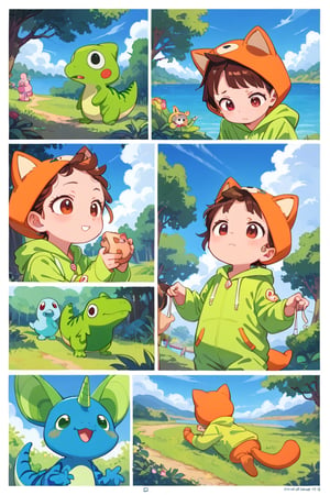 score_9, score_8_up, score_7_up, score_6_up, 

loli,child girl, onesie

strong,comic, ,comic_page,comic_page,comic ,comic_page,comic,

A girl wearing a unicorn onesie and a boy wearing a dinosaur onesie looking for the perfect monster,  beautiful peaceful woods
looking in the bushes, looking by the lake, finding a cute monster with lots of spikes, holding a pet rock