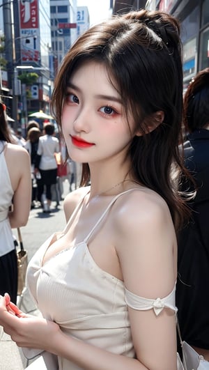 {{Beautiful and detailed eyes},
Detailed face, detailed eyes, slender face, real hands, cute Korean girlfriend 17 year old girl, perfect model body, looking at camera, sad smile, dynamic pose, stage costume, Akihabara maid cafe, Akihabara, inside Breasts, cosmetics advertising models, girlfriend walks,