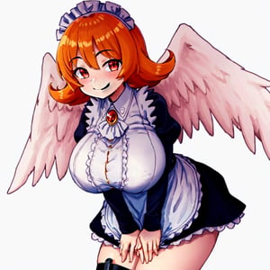 meidri, bird legs, feathered wings, orange hair, red eyes, sexy pose, looking at viewer, no background, smile, blush,

Leaning forward hands between legs, girl with huge breasts





Default Outfit: maid headdress, maid, dress, long sleeves, puffy sleeves, apron, thigh strap,feathered wings,shaft head tilt