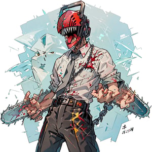 dja, black necktie, white shirt, collared shirt, sleevesa rolled up, black pants, belt, short hair, chain saw blades comming out of the backs of his hands, long chain saw blade comming out of head

djb, monster boy, sharp teeth, chainsaw, blood on clothes, collared shirt, black pants, tongue out

digital illustration, approaching perfection, dynamic, highly detailed, watercolor painting, artstation, concept art, sharp focus, in the style of artists like Russ Mills, Sakimichan, Wlop, Loish, Artgerm, Darek Zabrocki, and Jean-Baptiste Monge,v0ng44g

,(watercolor),dja, short haidjb