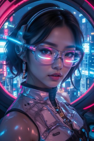 Split Diopter, Product Shot, Tokyo city center, LED Lighting, On a spaceship, UV Lens, AR Glasses
, best quality, masterpiece, ultra highres, ultra realistic,  Nostalgia, 8k, HDR