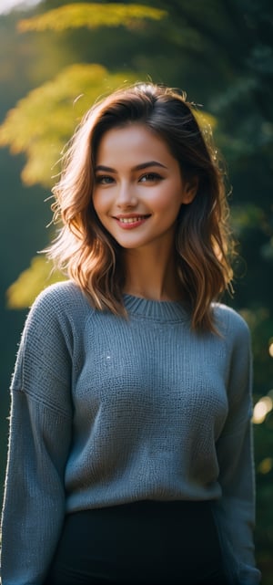 1 girl,solo, a 20 yo woman, photo of beautiful (Emm4H1x_HM-135:0.99), a woman, perfect hair, smiling, (modern photo), wearing oversized sweater and leggings, portrait, 85mm, (analog, cinematic, film grain:1.3), (__advancedWildcardsScienceFictionKit_v10/advanced-science-fiction-locations__), detailed eyes, professional pose, painted lips, (epiCPhoto), (looking at viewer:1.1), (cinematic shot:1.3), (natural lighting, lit from above),    smile,(oil shiny skin:1.0), (big_boobs:1.2), willowy, chiseled, (hunky:1.6),(( body rotation -90 degree)), (upper body:1.6),(perfect anatomy, prefecthand, dress, long fingers, 4 fingers, 1 thumb), 9 head body lenth, dynamic sexy pose, breast apart, (artistic pose of awoman),more detail XL,alanaxl, cinematic moviemaker style