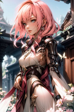 (pink hair girl),((masterpiece)), ((best quality)), extremely detailed game CG, stylized illustrations, perfect anatomy,very detailed,iridescent, BREAK,

1 girl, solo, (pink hair:1.5), shiny eyes, detailed eyes, looking at viewer, robe hanfu,  ancient chinese hanfu,  intricate hairstyle , (streaks in hair), BREAK,

clothing,ouka_studio,perfect light, softer lines, perfect hands, side view, BREAK,

floral background,  vibrant butterfies ,black highlights, 
purple glittering butterflies, outdoors, flower garden, soft lighting, soft expression, butterflies ((white and black streaked hair)), BREAK,

LightningFF13