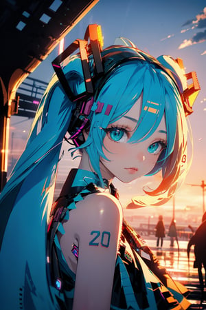 1girl, (hatsune_miku:1.5), looking at the sky, sunset, outdoor dark red and blue and purple sky, messy hair, BREAK,
dynamic angle, boy back to the viewer,SGBB,midjourney