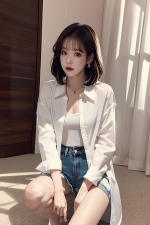 dlwlrma, iu, half open shirt, legs spread