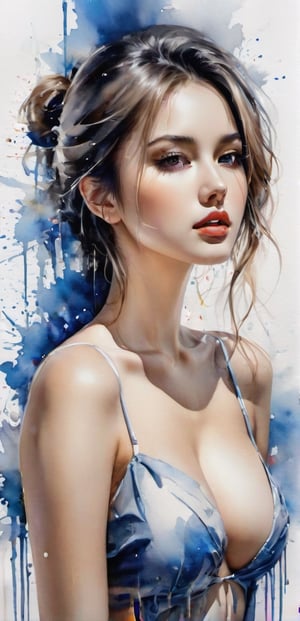 ChinaPortrait of young beautiful nude woman with big naked breasts, naked body visible, edgy, pencil, white background, watercolor, bright rich colors, Anna Razumovskaya, Kathy Bowe, Antonio Mora, Aminola Rezai, Giovanni, big breasts, dripping paint, NSFW,LinkGirl,dripping paint,NYFlowerGirl,abstact,FilmGirl